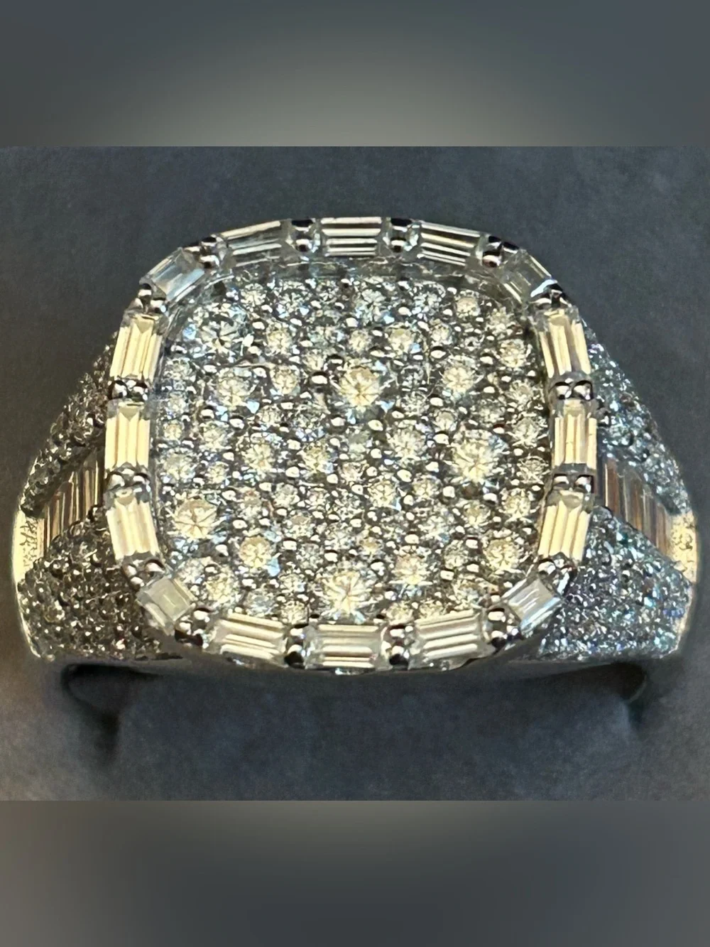 5.00CTW Moissanite Iced Out Men’s Ring 11.55Grams 925 Sterling Silver Size 12